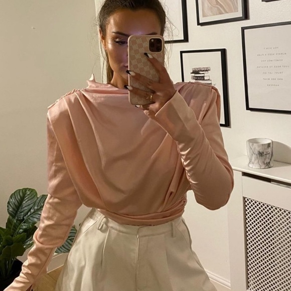 House of CB Giselle Blush pink Satin Bodysuit size XS‎ NWOT - Picture 3 of 15